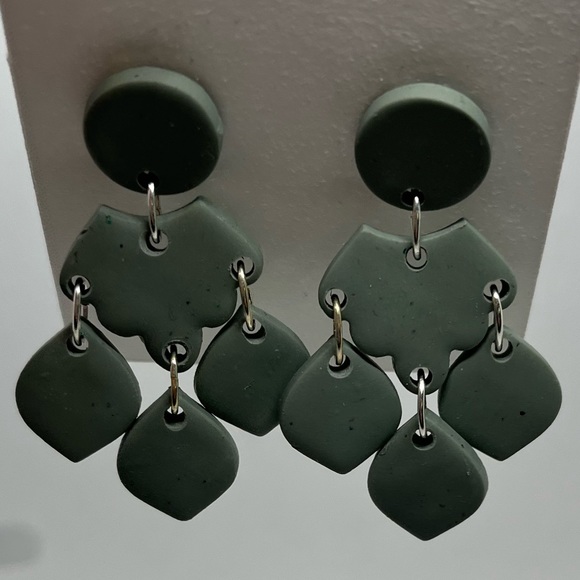 Handmade Clay Dangle Earrings - Picture 4 of 11